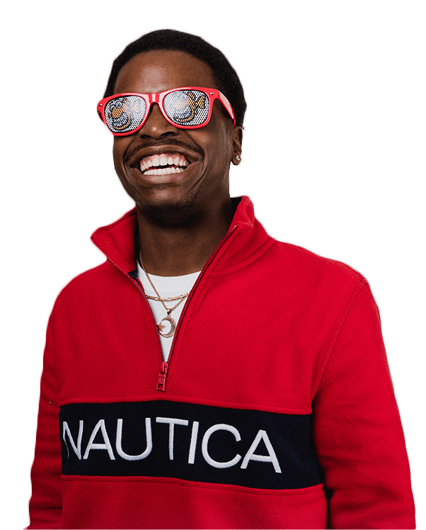 young man wearing fishbein sun glasses smiling